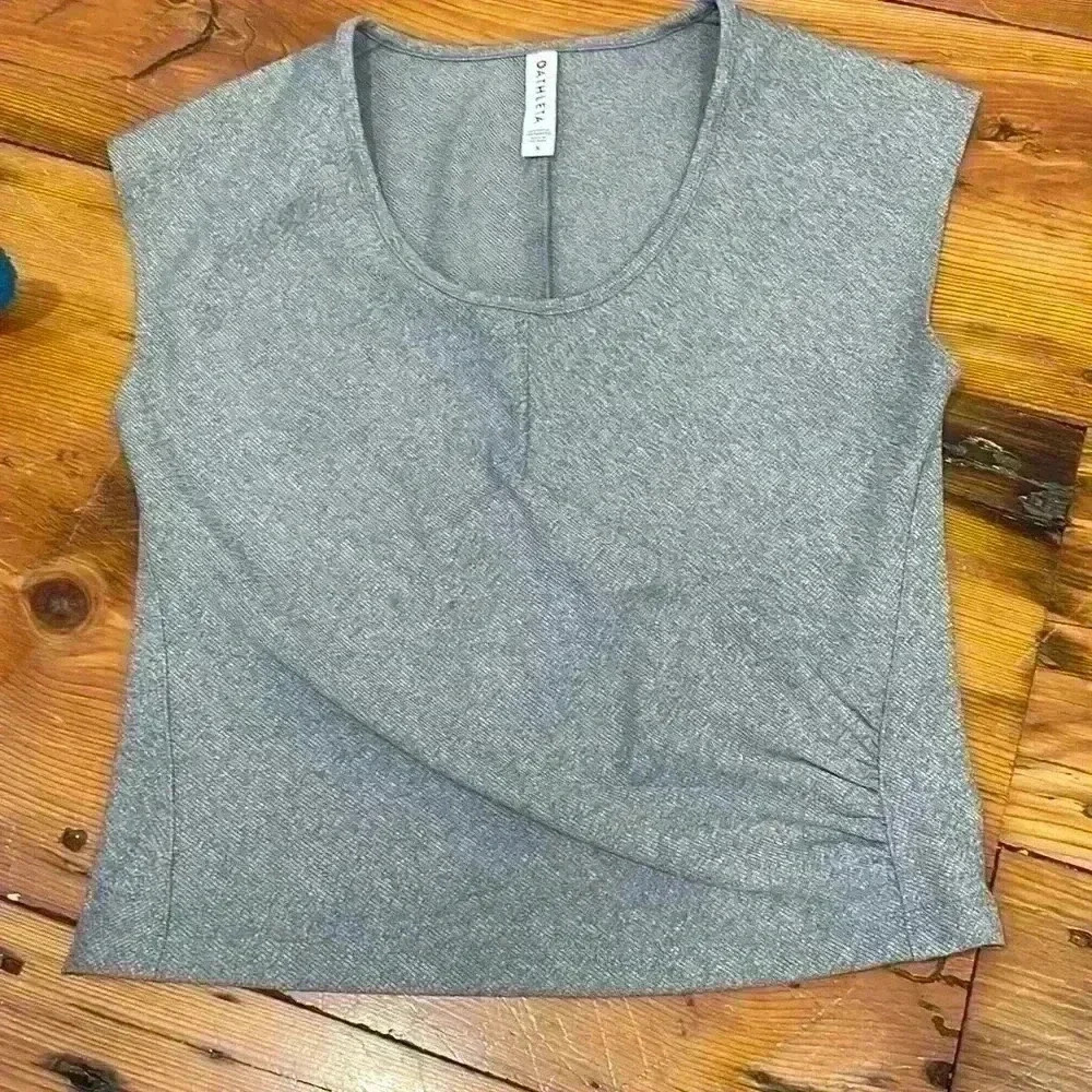 Athleta Gray Bayview Faux Wrap Front Stretch Shirt Size Small